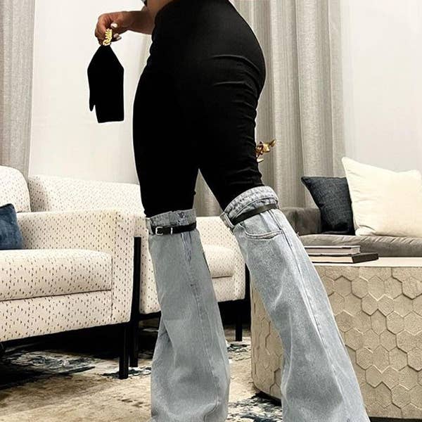 High Waisted Belted Split-Joint Flared Trousers for wholesale by UZ Wholesale Store