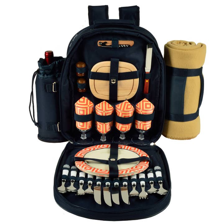 Picnic at Ascot - Wholesale Picnic Basket - Picnic Backpack for Four with Blanket