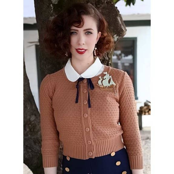 Mak – Engroshandel Cardigan - Dame – Mak 3/4-ærmet kort strikket cardigan med rund hals MK351445