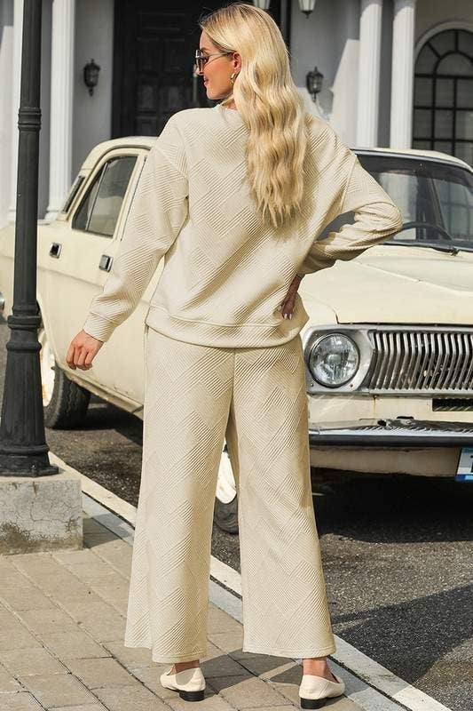 Fashion Combination - Wholesale Lounge Set - Women's - loose textured 2pcs slouchy outfit9