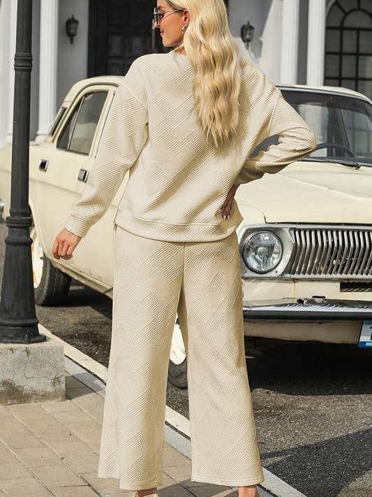 Fashion Combination - Wholesale Lounge Set - Women's - loose textured 2pcs slouchy outfit9