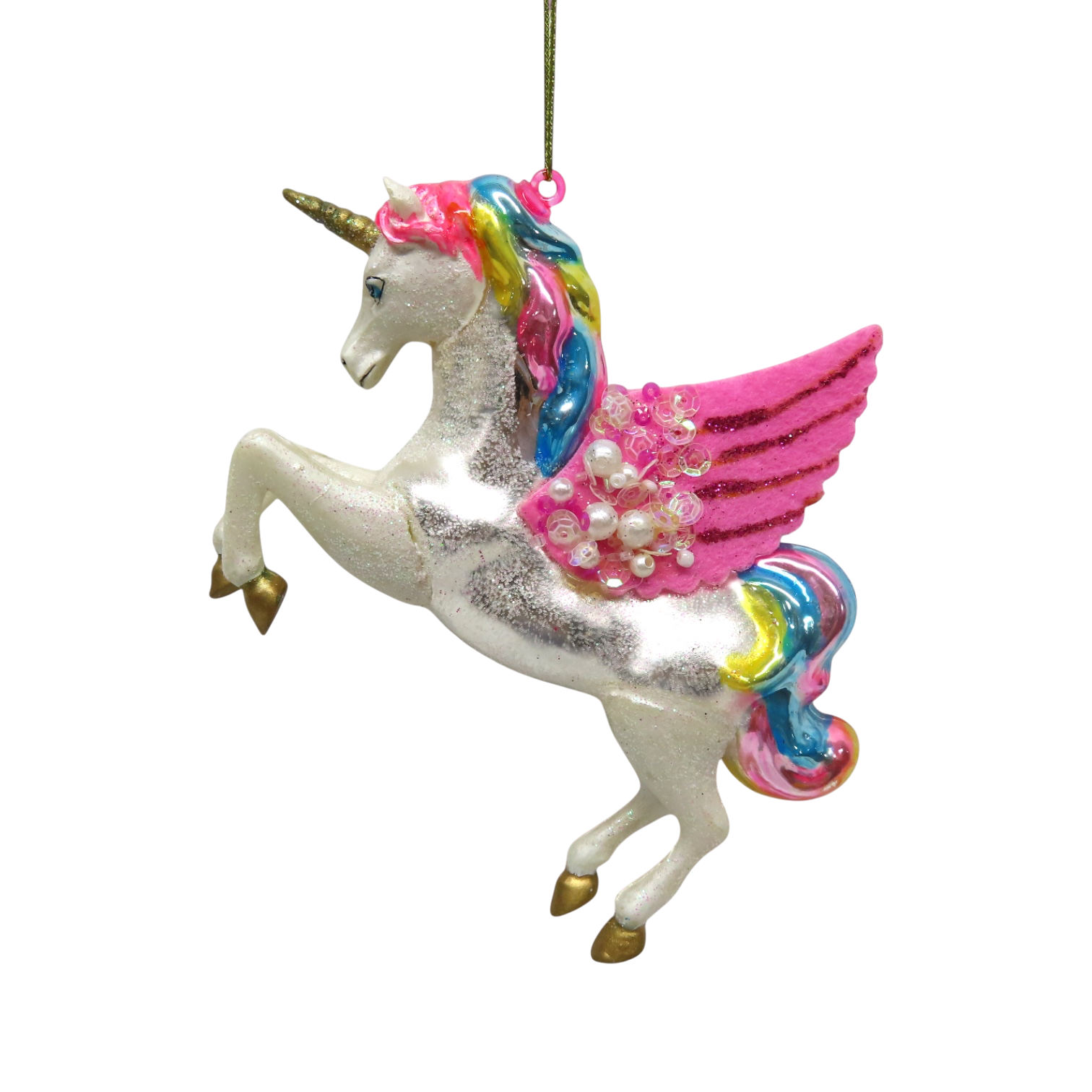 December Diamonds - Wholesale Ornament - Rainbow Unicorn w/Pink Wings Orn0