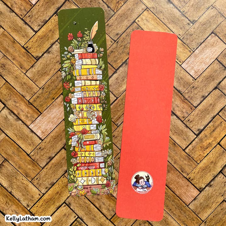Kelly Latham Art - Wholesale Bookmark - Botanical Book Stack Bookmark – Fantasy Book Gift – Bookish
