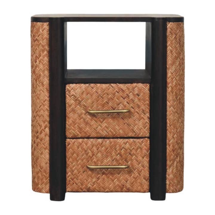Artisan Furniture Solid Wood Rattan Curve Edge Nightstand for wholesale by Artisan Furniture