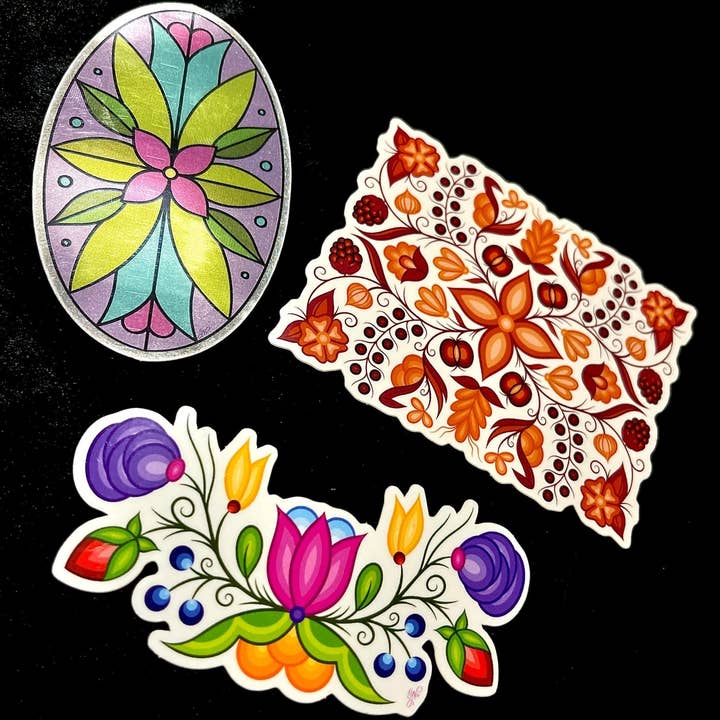 Bizaanide'ewin - Wholesale Sticker - Pink/Orange Ojibwe Floral Sticker1