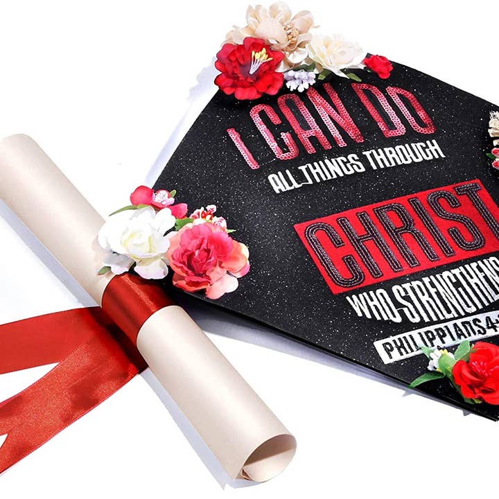 Handmade floral graduation cap topper decoration for wholesale by Once Upon A Time