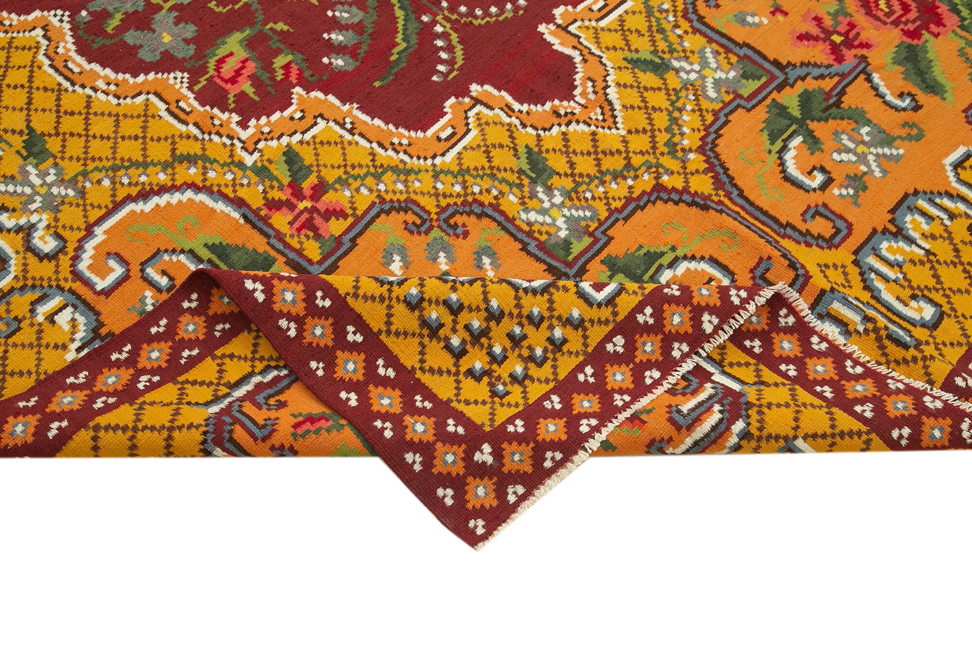 RUG N CARPET - Wholesale Vloerkleed - 6x10 Gele Handgemaakte Moldavische Kilim Tapijt - 233775