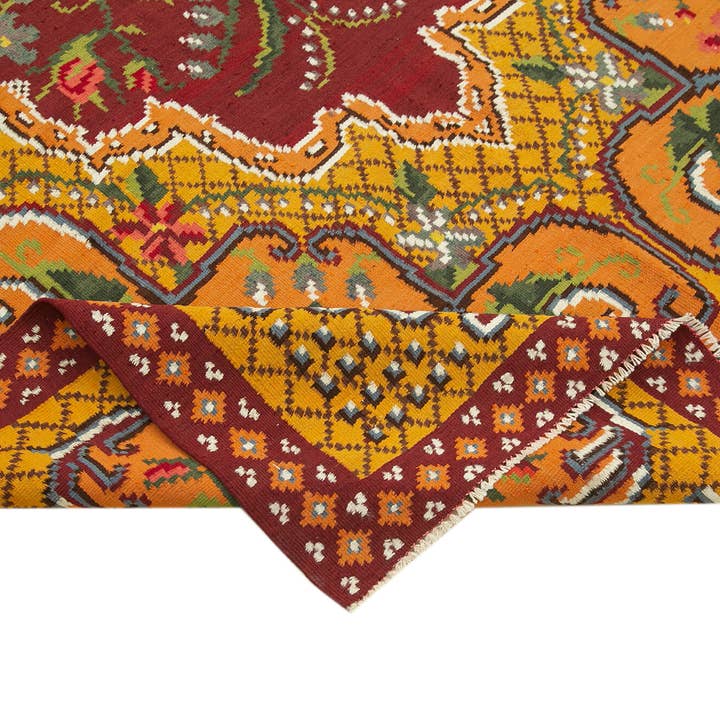 RUG N CARPET - Wholesale Vloerkleed - 6x10 Gele Handgemaakte Moldavische Kilim Tapijt - 233775