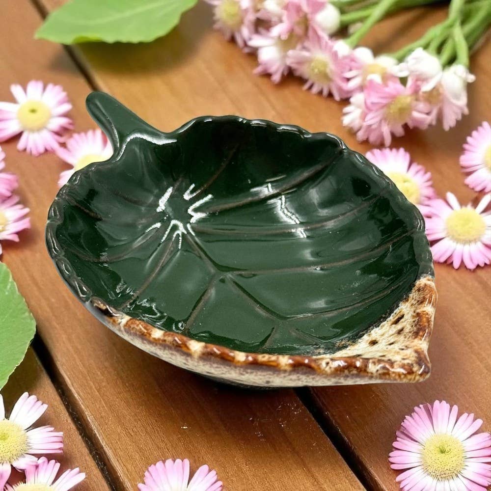 Earths Elements Wholesale - Wholesale Jewelry Dish - Ceramic Leaf Trinket Dish - Assorted