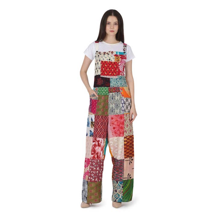 Dames Katoenen Patchwork Overall – Boho Jumpsuit voor wholesale door Le Styles