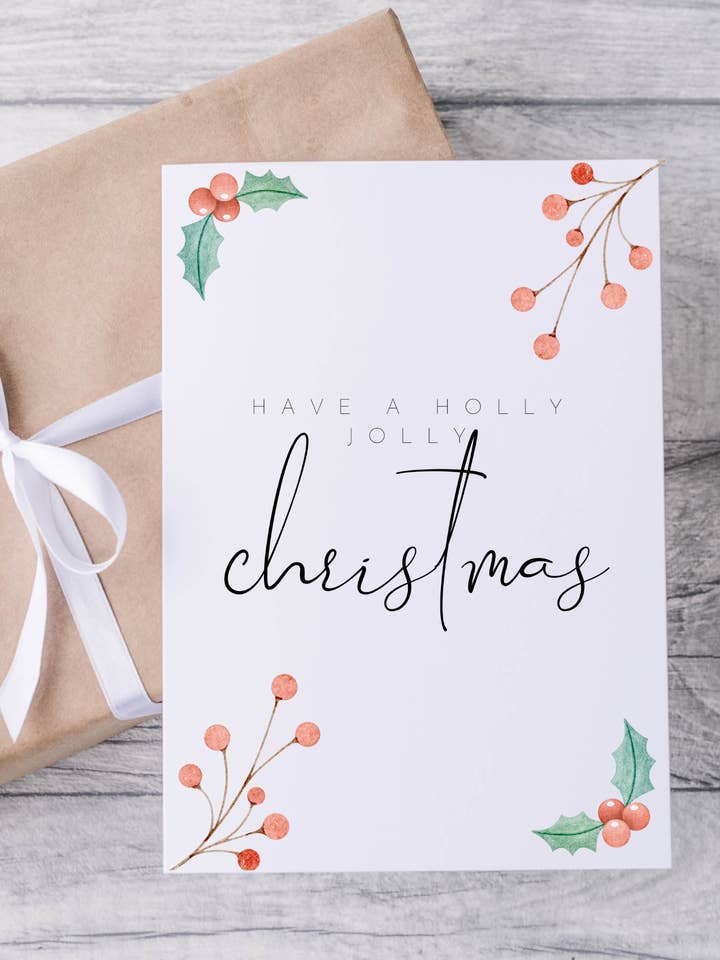 Holly Jolly Carte de Noël pour la vente par Blossom & Bloom