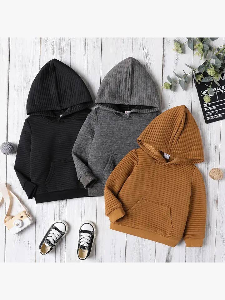 PatPat - Wholesale Hoodie - Kids - Girl/Boy Solid Color Textured Sweatshirt Hoodie16