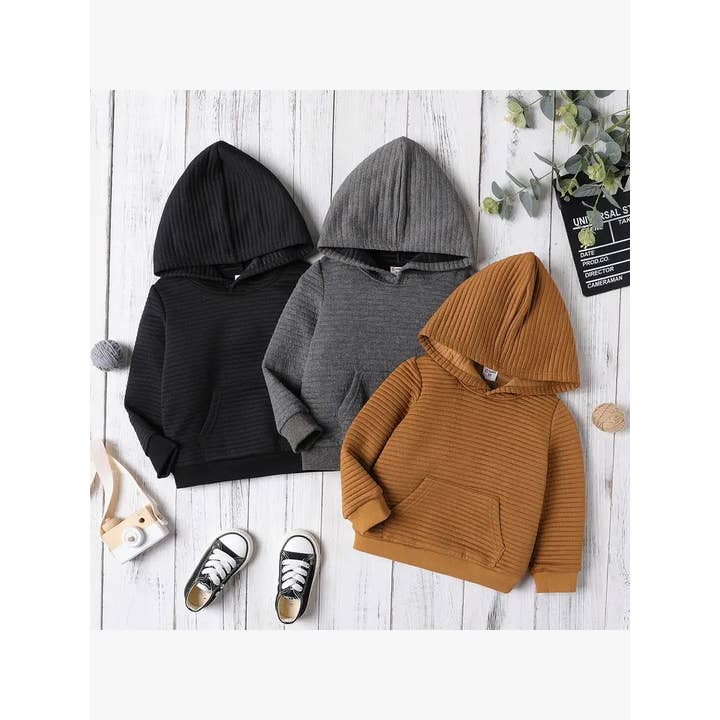 PatPat - Wholesale Hoodie - Kids - Girl/Boy Solid Color Textured Sweatshirt Hoodie16