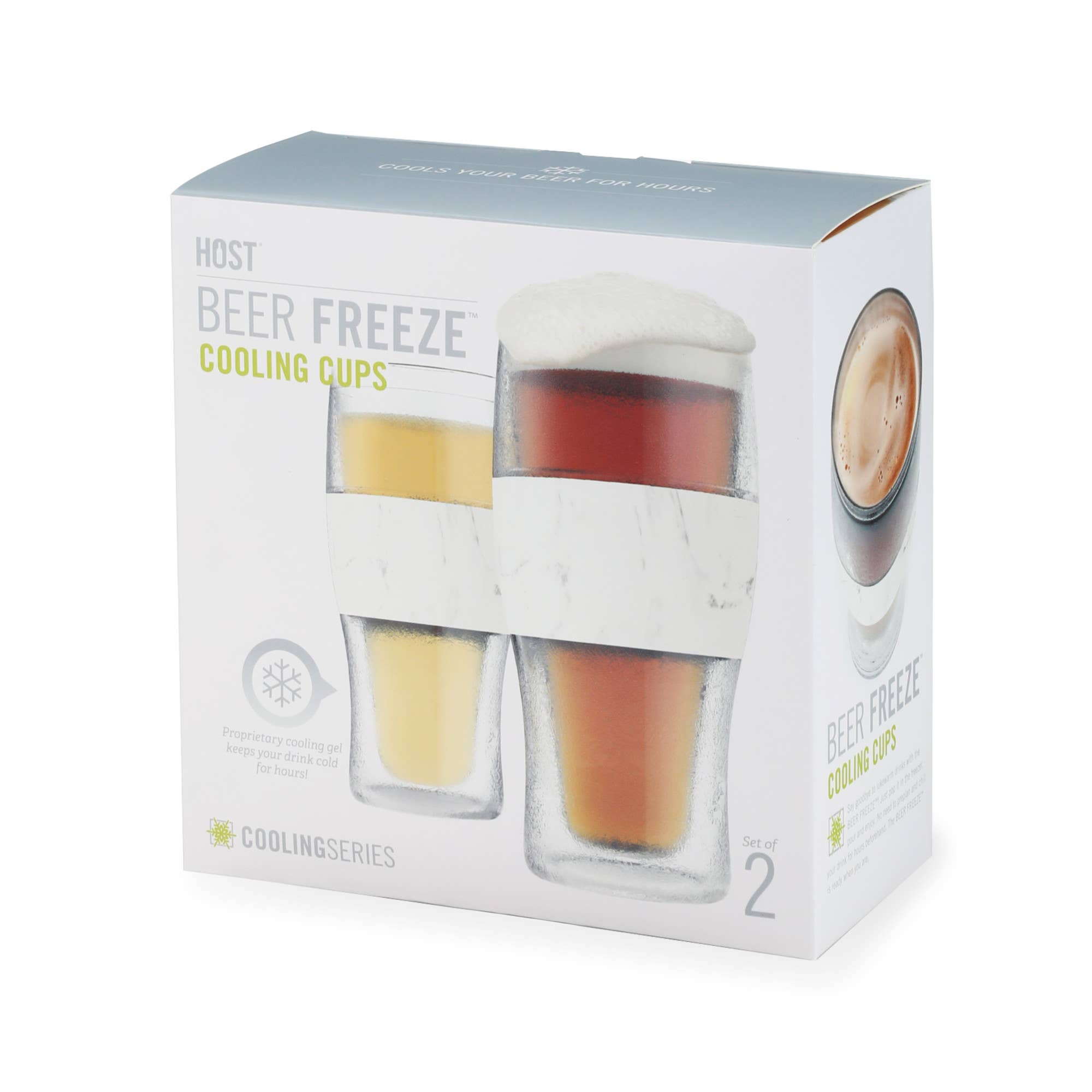 HOST - Wholesale Beer Glass/Mug - Beer FREEZE™ Cooling Cups with Cooling Gel Marble Set of 21