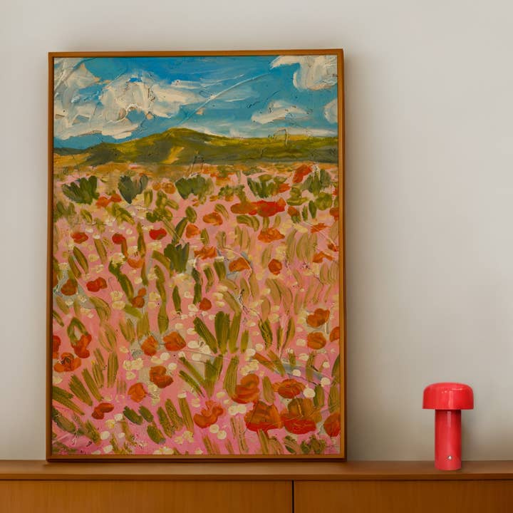 Impressionist California Poppy Wildflower Painting Print for wholesale by El Baker Art