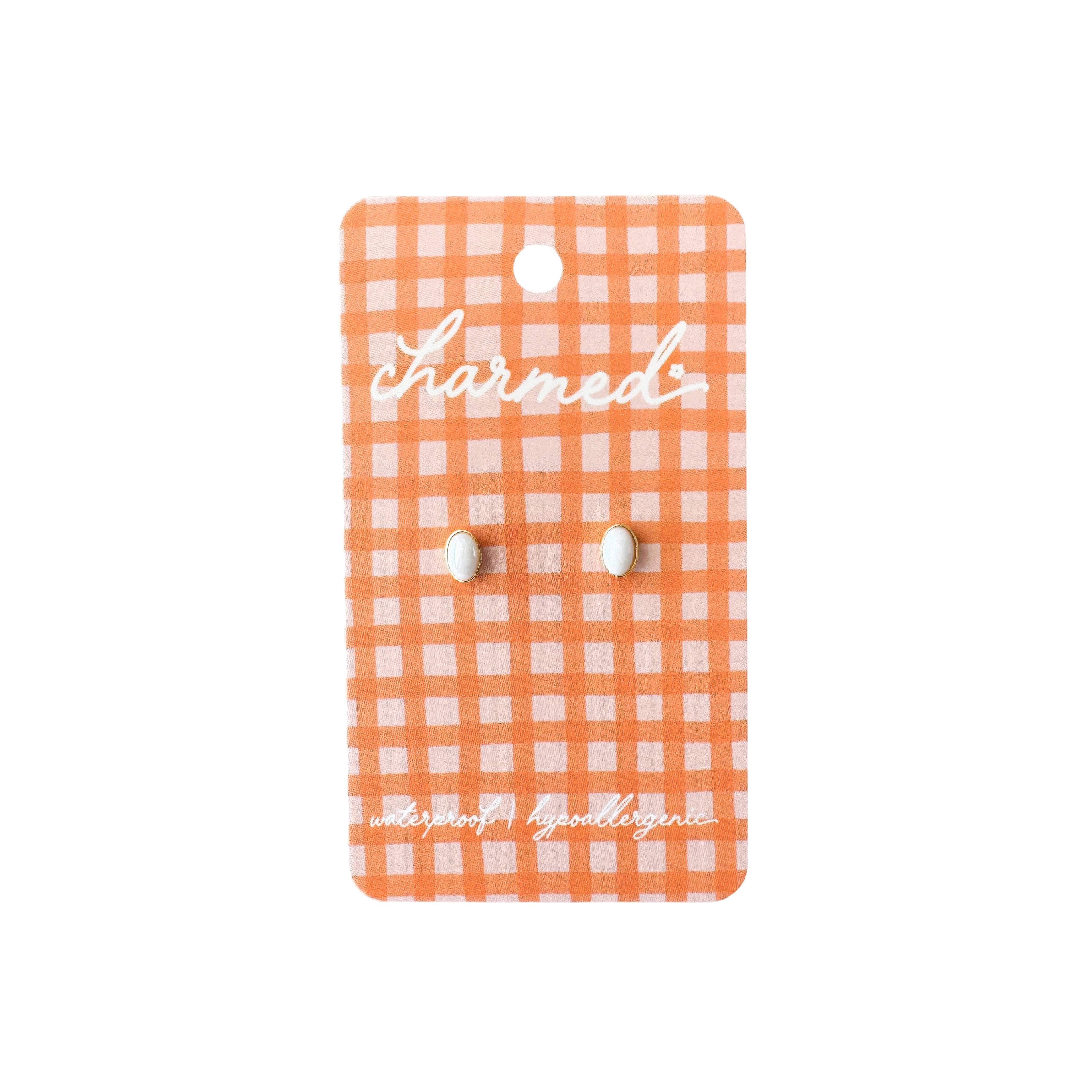 Shop Charmed Co - Wholesale Hoop Earrings - Oval Pearl | Hypoallergenic & Screw-back