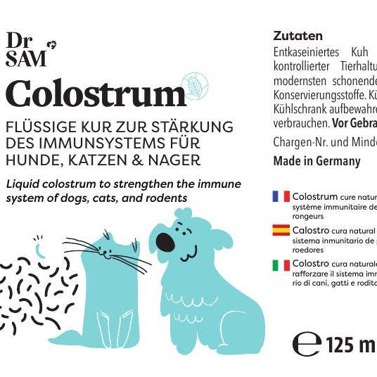 DrSAM – Großhandel Nahrungsergänzungsmittel für Haustiere – Katze/Hund – Colostrum - Kur zur Stärkung des Immunsystems