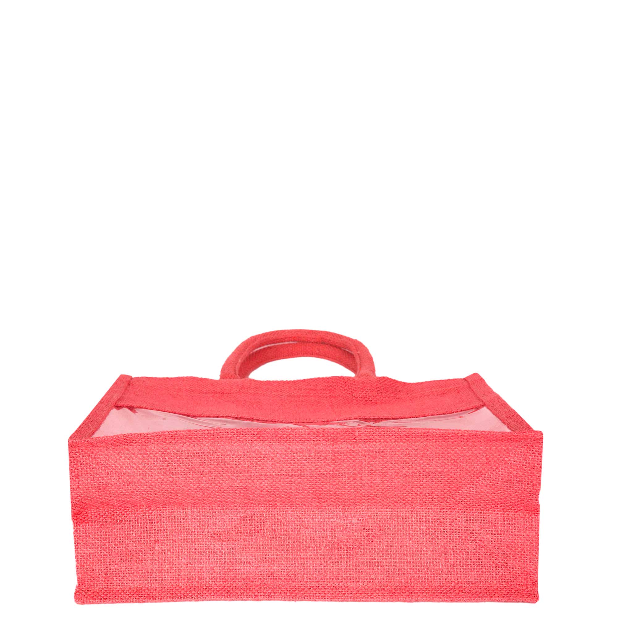 ecojutebags – wholesale Bärkasse - Unisex – Återanvändbara juteväskor – Set om 4 med PVC-fönsterpanel4