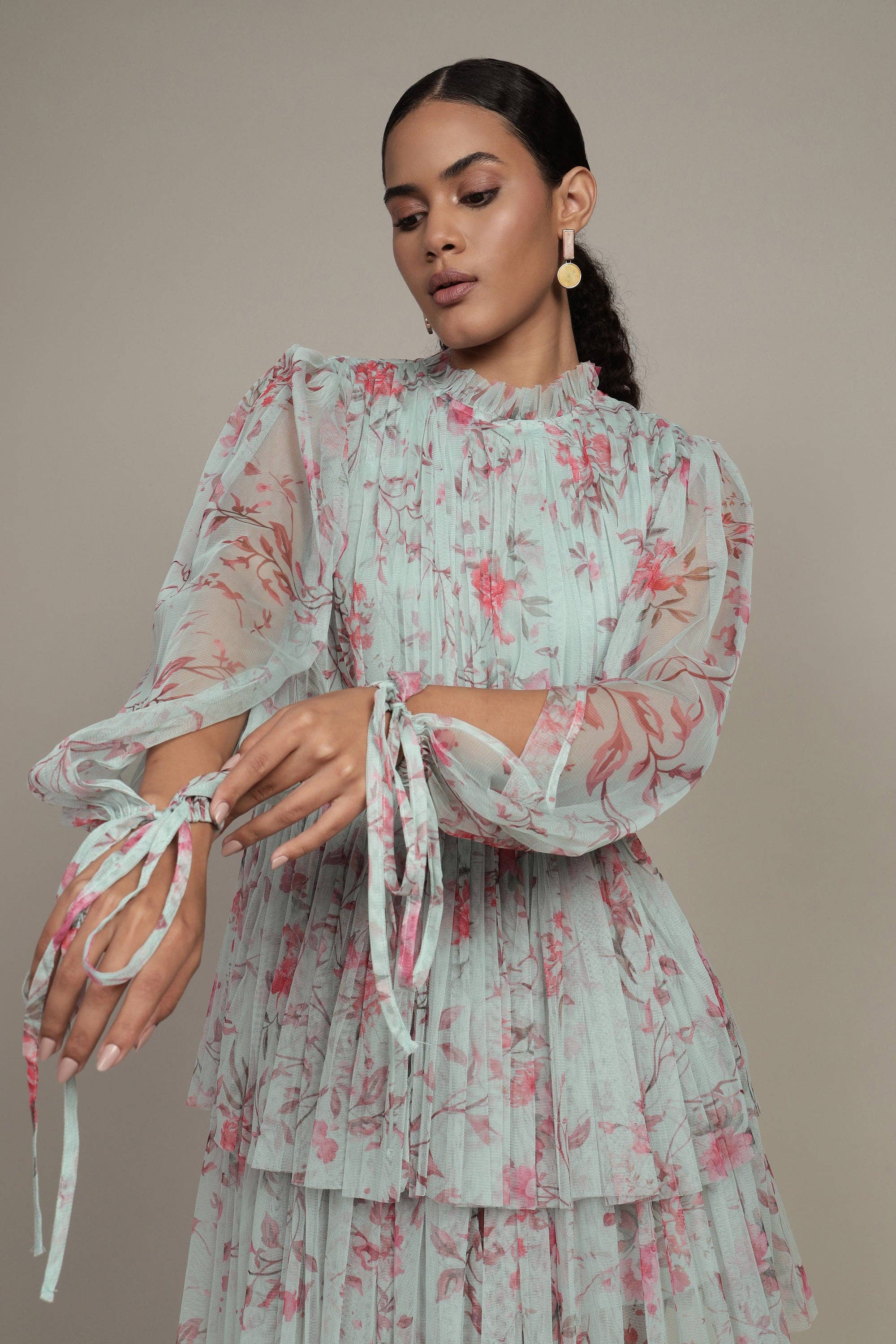 Green Randee Mini Dress in Sage Print for wholesale on Faire7