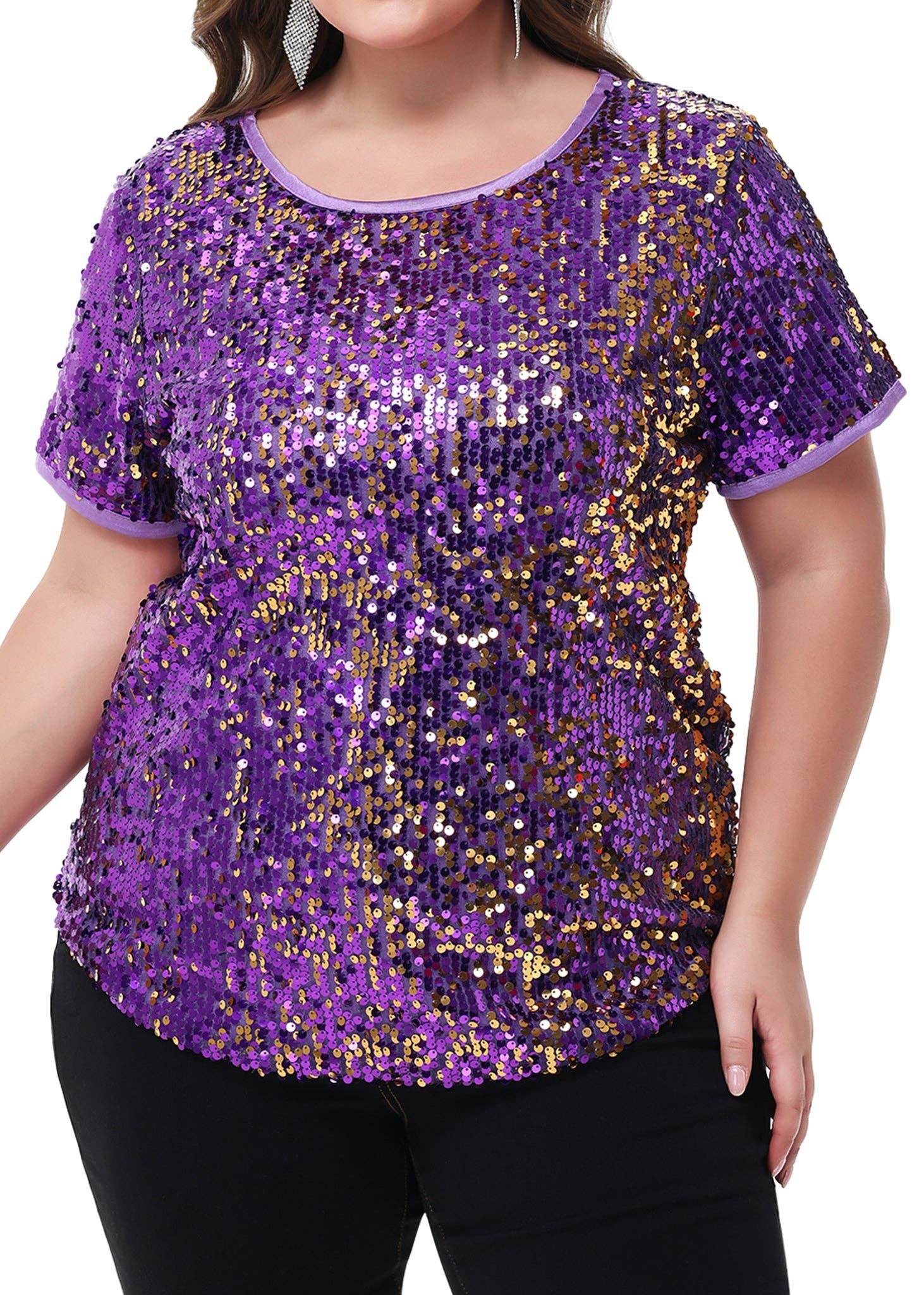 Anna Kaci Wholesale - Wholesale Blouse - Women's - Sequin Tops Plus Size Sparkle Glitter Party Blouse34