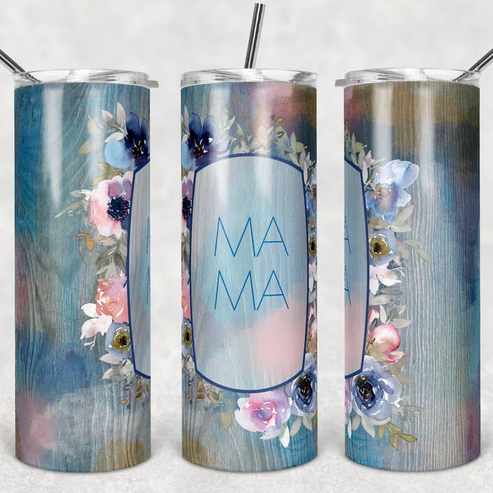 Marineblauwe Bloemen Mama 20oz Beker voor wholesale door GrapeVineWholesale