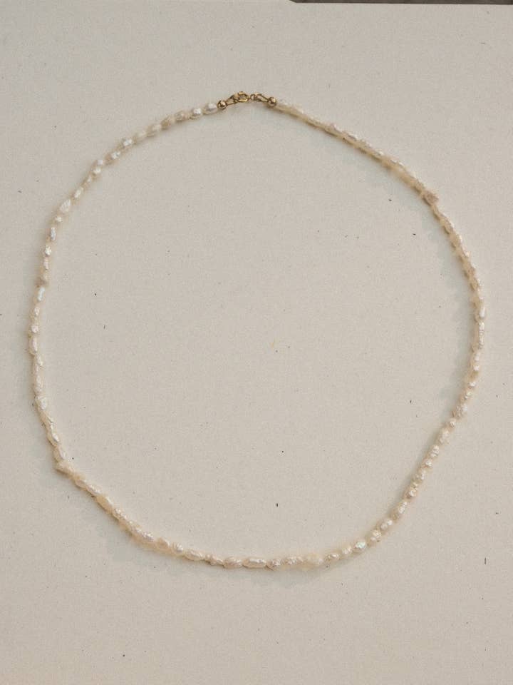 crispy rice pearl necklace for wholesale by Emily Hartwell