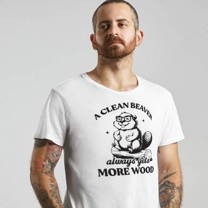 PB-3165. Clean Beaver Graphic Tee for wholesale by Polar bee