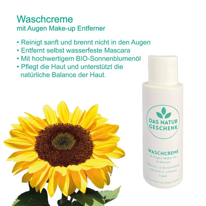 Wash cream with eye makeup remover - 100ml for wholesale by DAS NATURGESCHENK