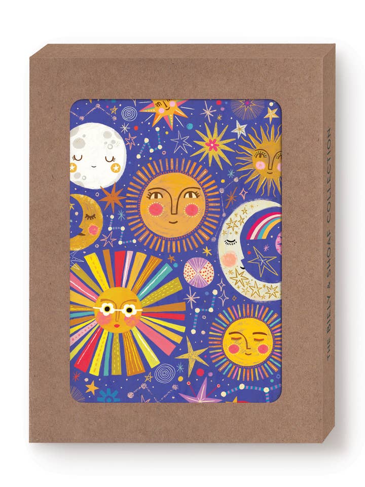 Suns & Moons Boxed Notecard - Set of 10 for wholesale by Biely & Shoaf