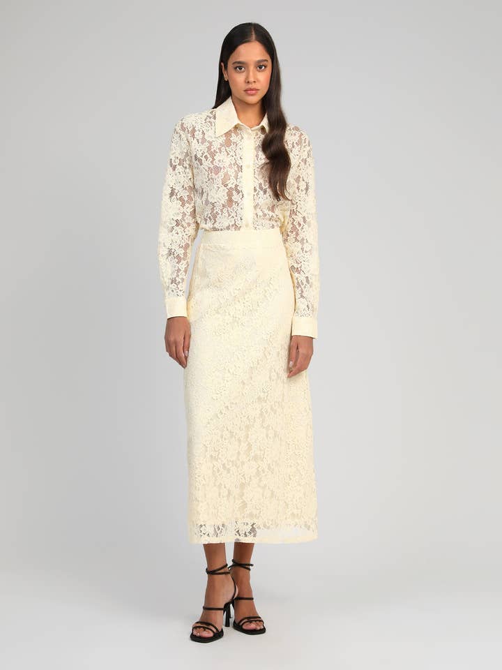 JUPE LONGUE JUVYNA ecru pour la vente par An'ge