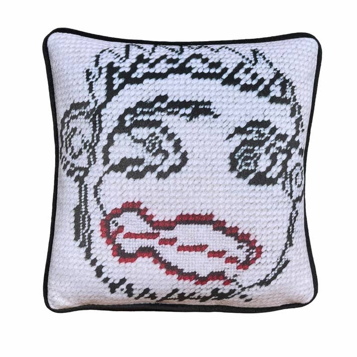 almohada personalizada de terciopelo CRAZY JEROME con cara peculiar para venta al por mayor de Mommani Threads