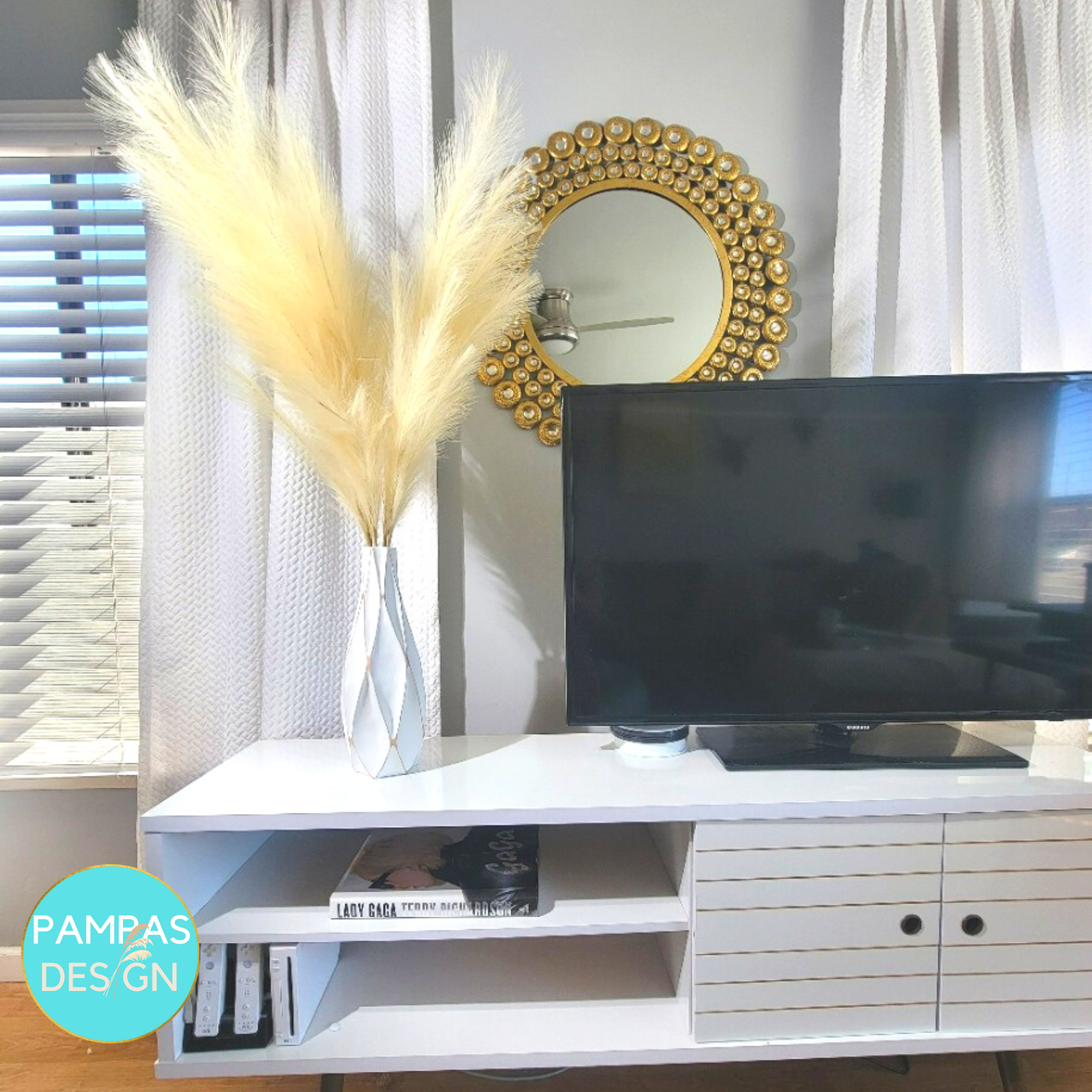 Pampas Design - Vente Fleur séchée/pressée - Grande herbe de pampa brune et taupe de 45 po de haut2