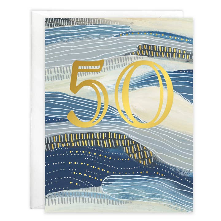 Birthday Greeting Card - 50th Birthday Waves for wholesale by GINA B DESIGNS
