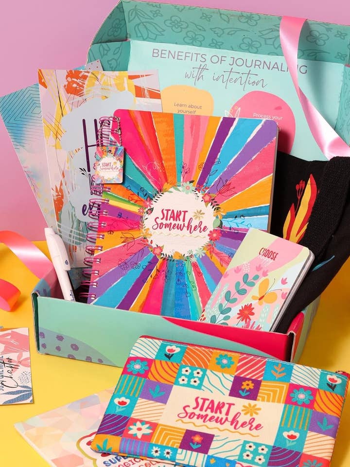 Doodle Planner Gift Set - Includes - Stylish Pouch, Pen, Trendy Totebag, Fun Sticker Book, Inspiring Motivational Cards, Compact Pocket Diary, Durable Double Wire Spiral Bound, B5 Planner, 268 Pages (Happy Box 2) for wholesale by Doodle