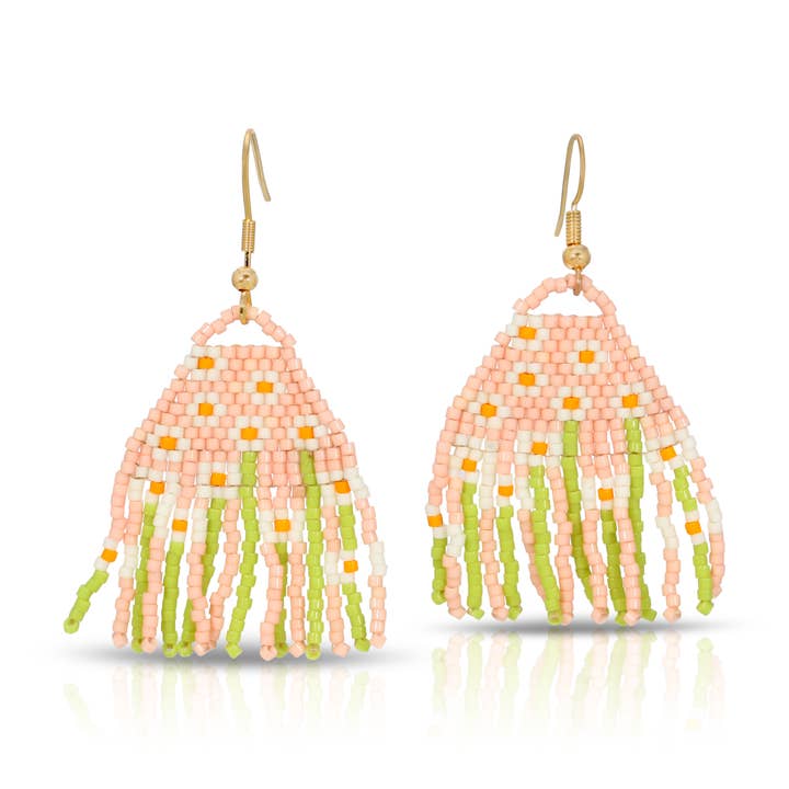 Daisy Fields Beaded Earrings - Pink for wholesale by Lauren Morrelli Jewelry
