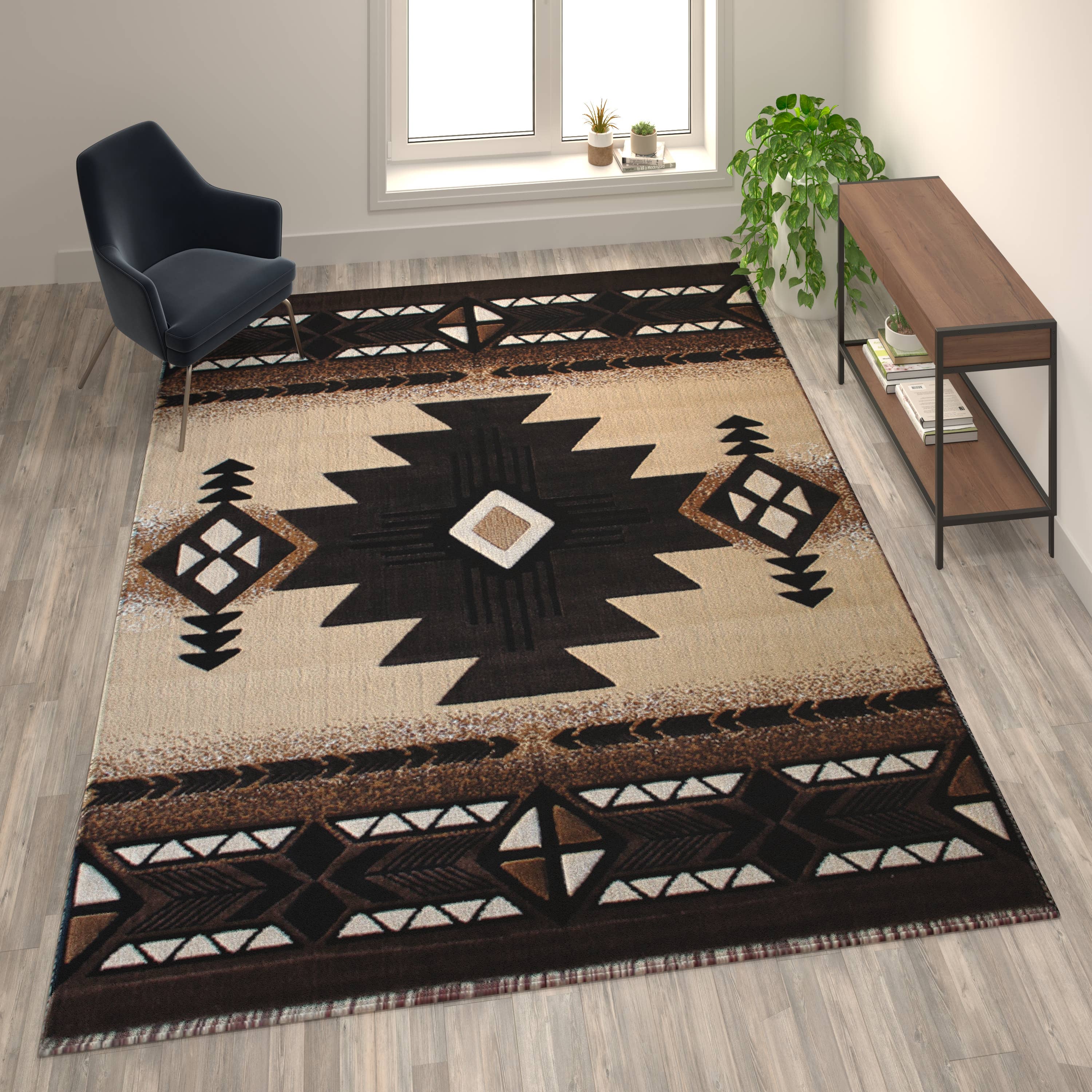 8' x 10' Brown Rustic Southwest Style Area Rug for wholesale on Faire0