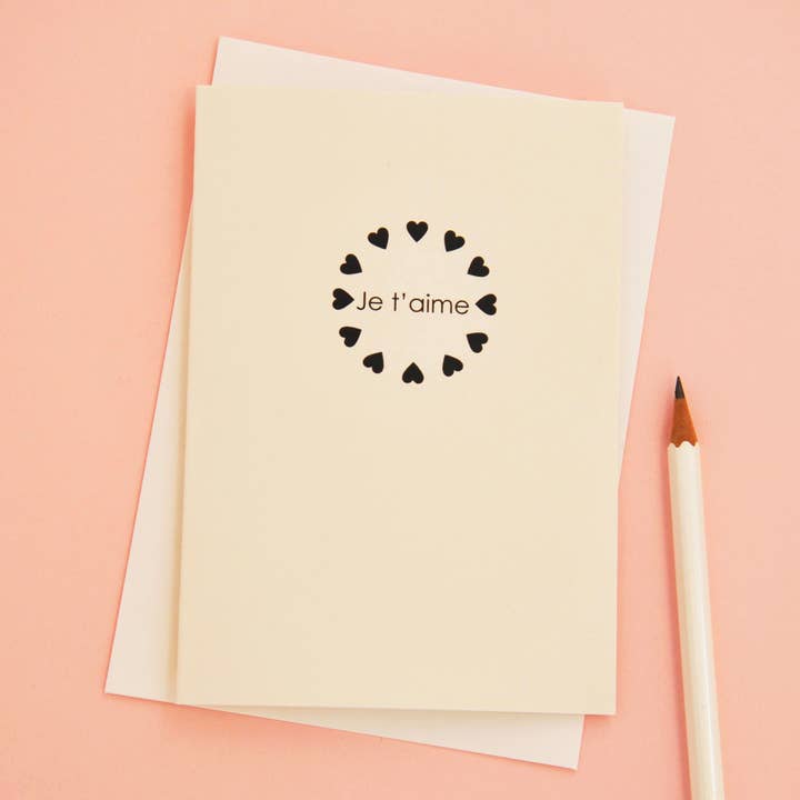 Tarjeta de felicitación de San Valentín Je t'aime Love para venta al por mayor de Elvira.v.v.Designs