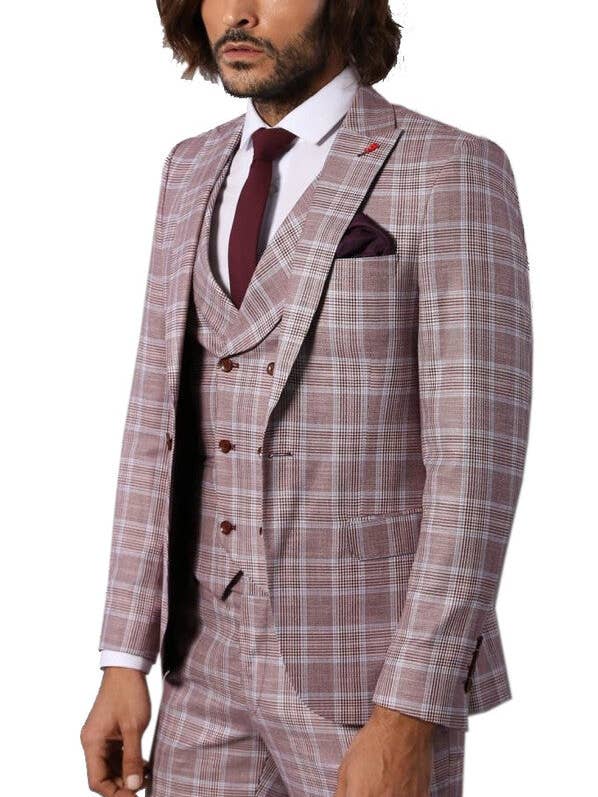 Bourgogne Costume italien cintré à carreaux bordeaux - Wessi en vente sur Faire0