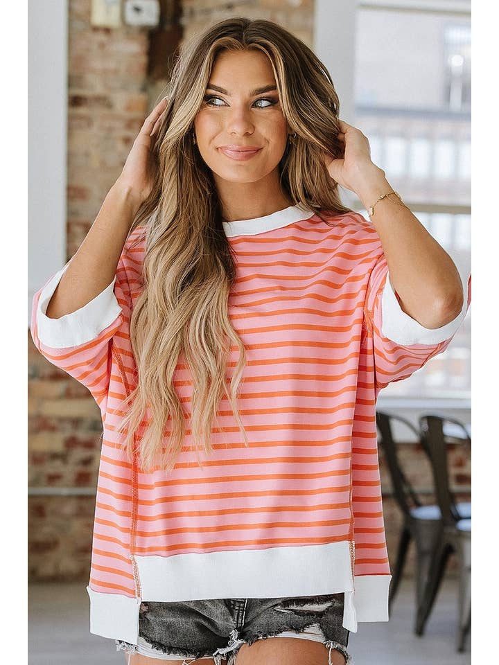 Liam & Company - Wholesale Tunic - Women's - Wanda Colorblock Striped Tunic | S-2XL
