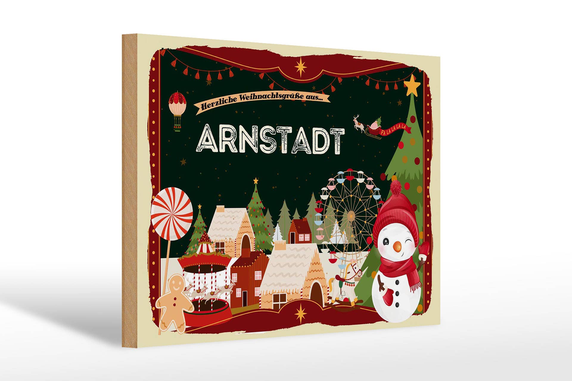 Femer - Wholesale Christmas Wall Art - Wooden sign Christmas greetings ARNSTADT gift 30x20cm0