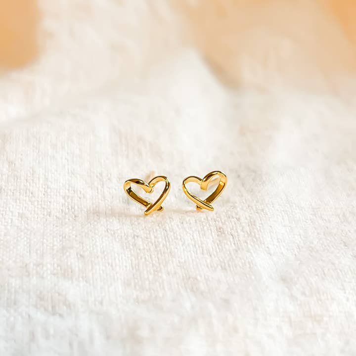 Gold Sterling Open Heart Stud for wholesale by Natalie Clare Collections