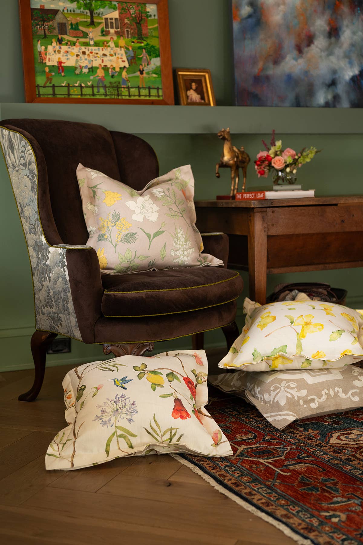 Sarah Drake Design - Wholesale Throw Pillow Cover - Flora Vista Pillow Cover - 100% Linen1