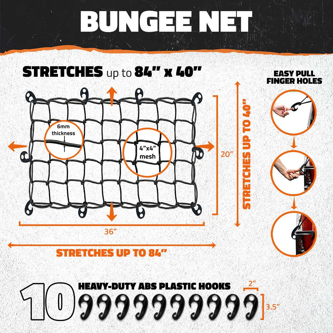 mockins – wholesale Sporttillbehör – Kraftigt stretchbungee nät | 20" x 36" - 42" x 74"2