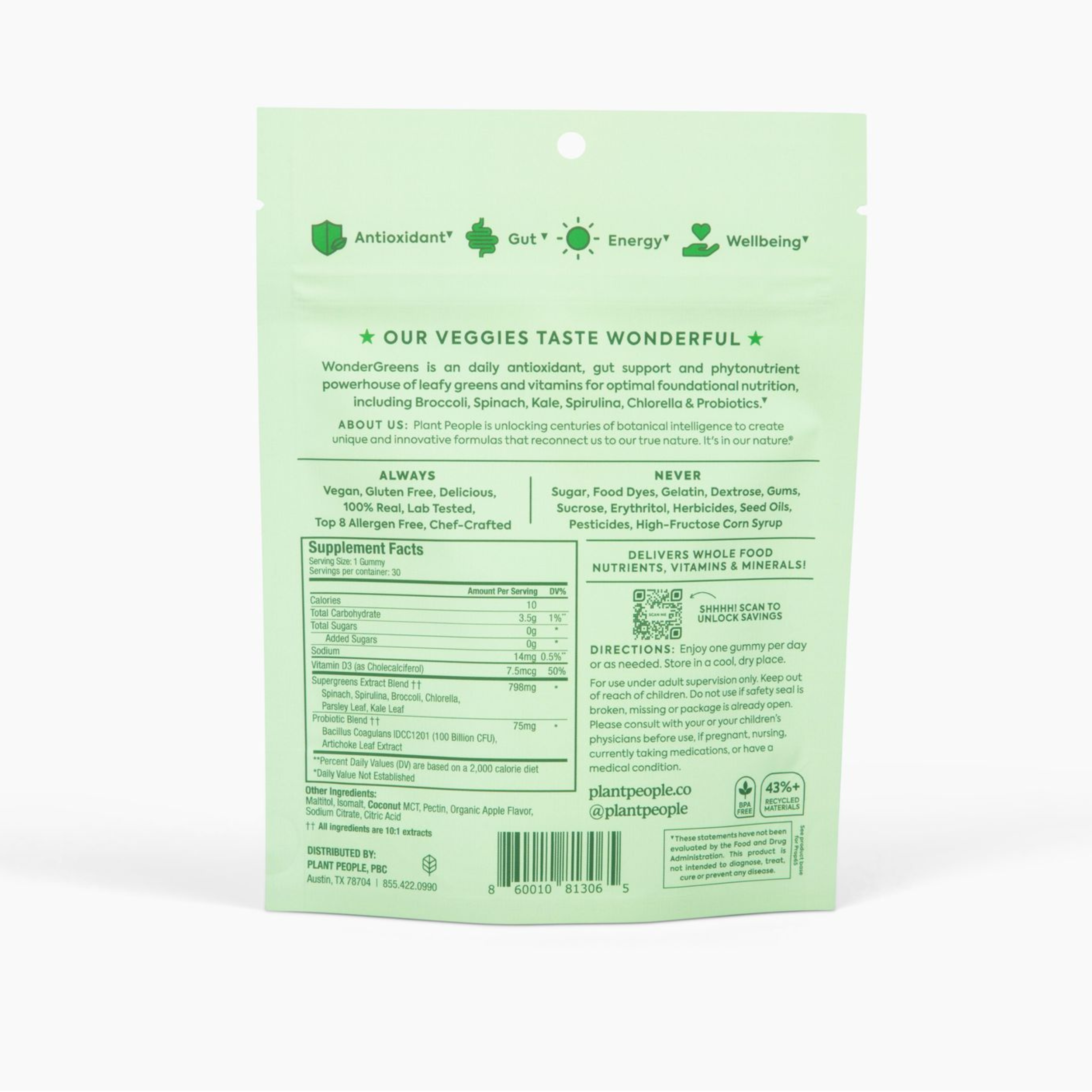 Plant People - Wholesale Oral Supplement/Vitamin - WonderGreens KIDS Veggie Gummies2