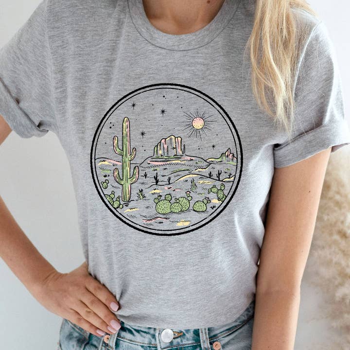 T-shirt graphique cactus néon désert pour la vente par Select Apparel