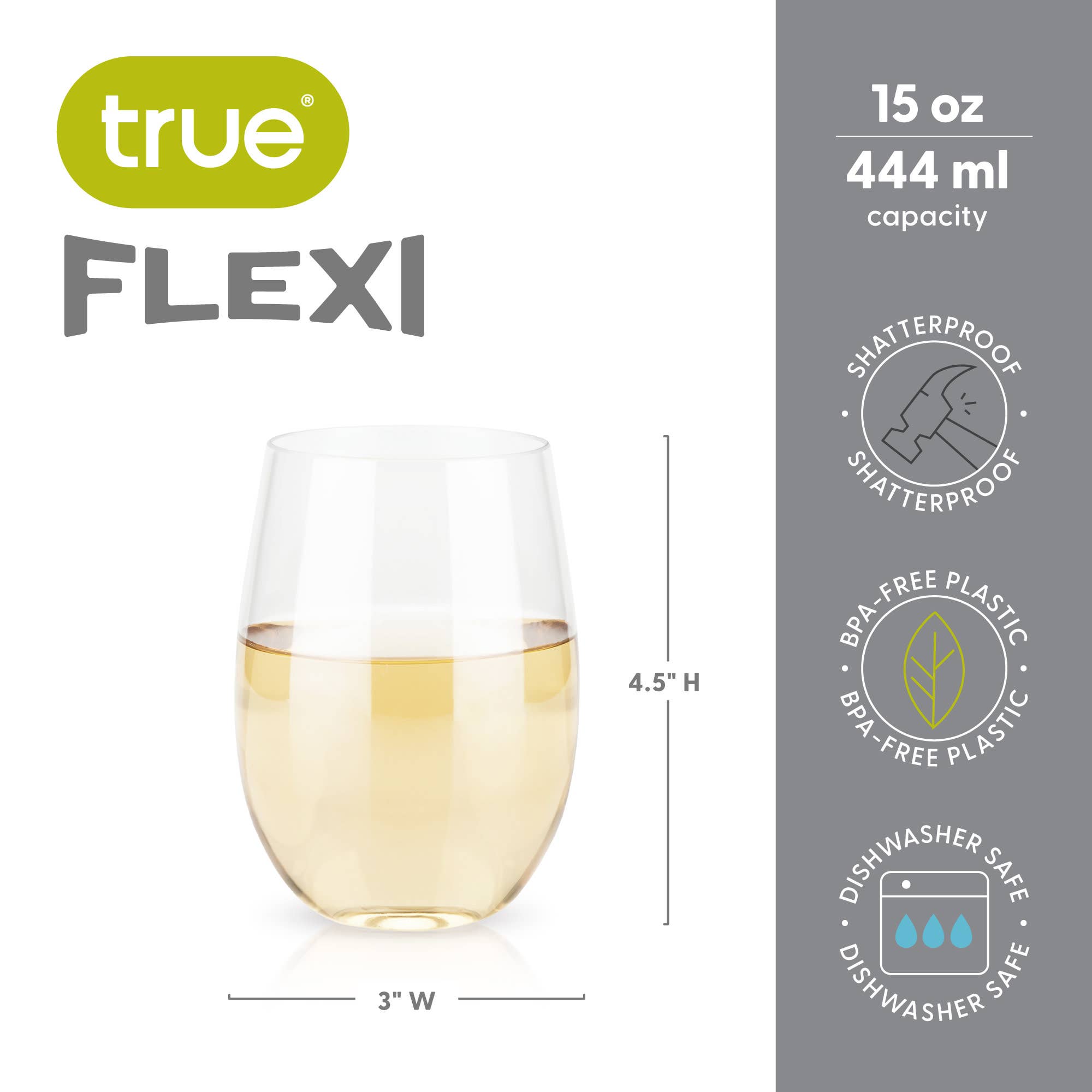 Clair Ensemble de 2 verres à vin en plastique sans pied Flexi en vente sur Faire3