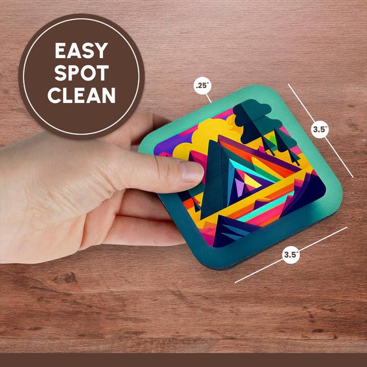 3dRose - Vente Sous-verre - 3dRose, Image décorative abstraite colorée de montagnes. Cadeau pour campeur heureux, Sous-verre13