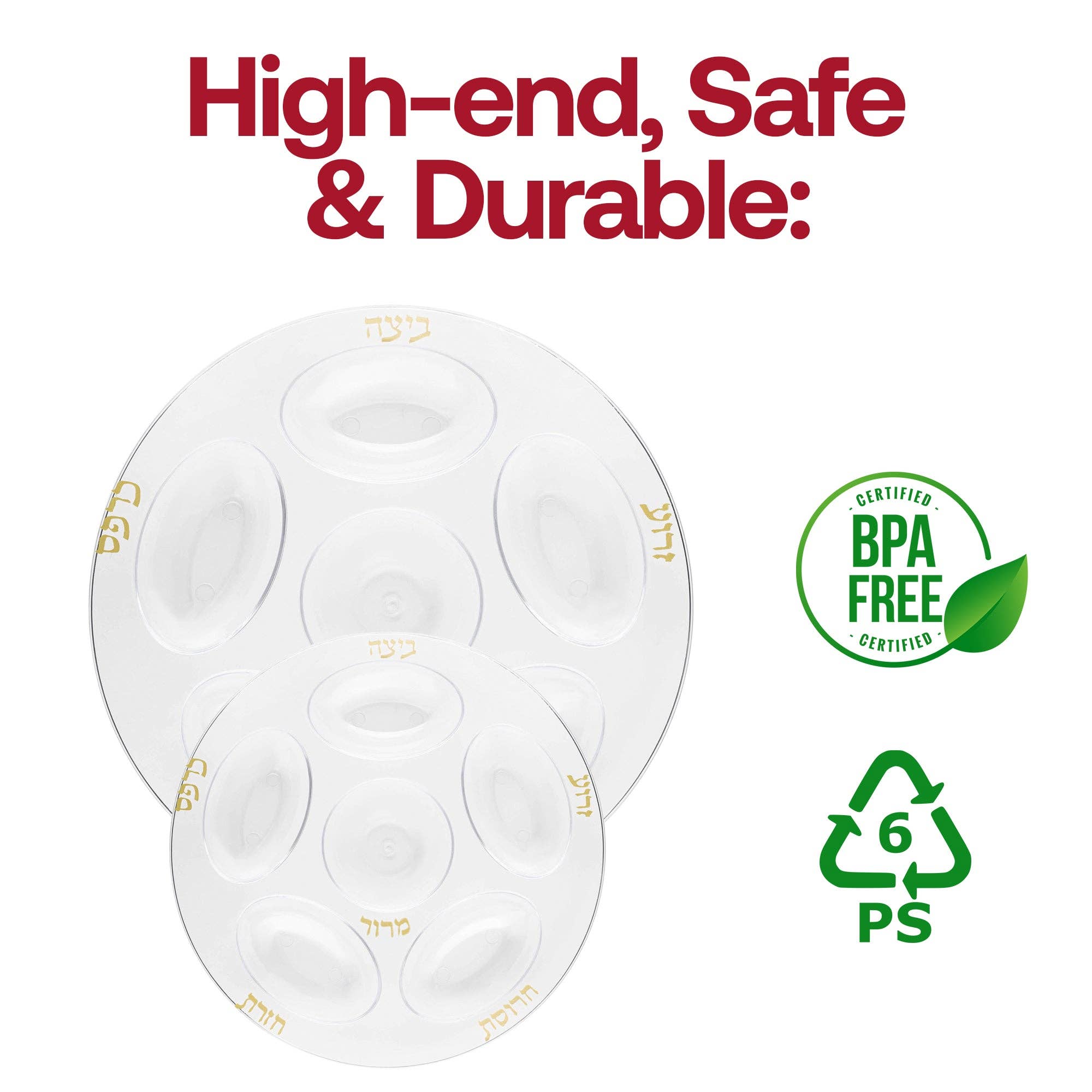 Smarty had a Party - Wholesale Disposable Plate - 12" Clear w/ Gold Section Tray Plastic Seder Plate - 1 pc4