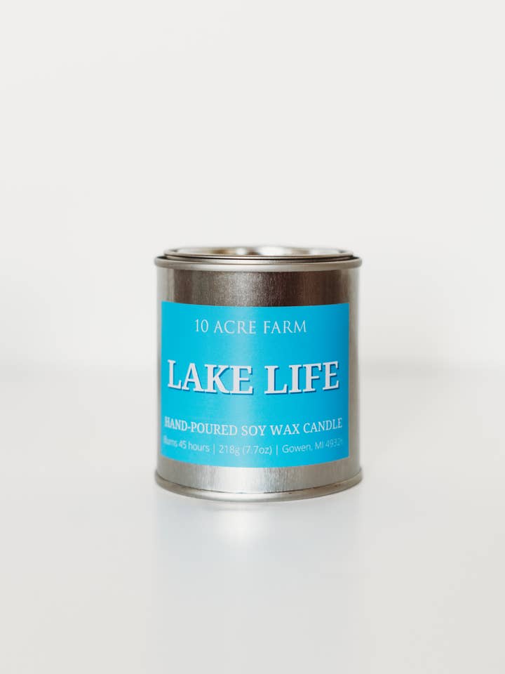 Lake Life 8oz Paint Can Soy Candle for wholesale by 10 acre farm