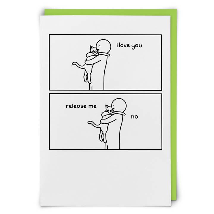 Release Me Greeting Card for wholesale by Redback Cards - ALL duties and tariffs paid